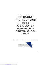 Mas-Hamilton X-07 Operating Instrucktions