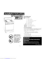 Benton Harbor 30 Freestanding Gas Range With self-cleaning oven Installation Instructions Manual