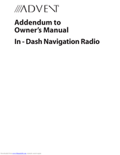 Advent In - Dash Navigation Radio Addendum To Owner's Manual