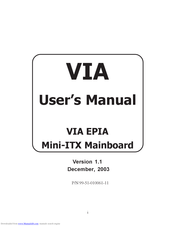 VIA Technologies EPIA Mini-ITX Mainboard User Manual
