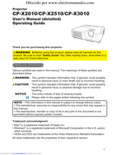 Hitachi CP-X2510 series User Manual – Operating Manual