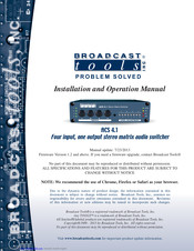 Broadcast Tools ACS 4.1 Installation And Operation Manual