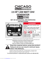 Chicago Electric 97906 Set Up, Operating, And Servicing Instructions