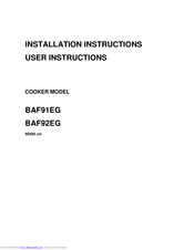 Think Appliances BAF92EG Installation Instructions User Instructions