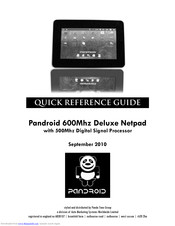 Pandroid 600Mhz Deluxe Netpad Quick Reference Manual