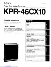 Sony KPR-46CX10 Operating Instructions Manual