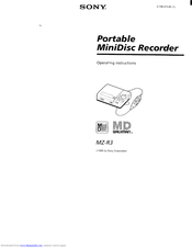 Sony MZ-R3 Operating Instructions Manual