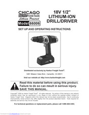 Chicago Electric 98611 Set Up And Operating Instructions Manual