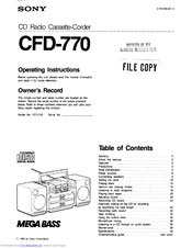 Sony CFD-770 Operating Instructions Manual