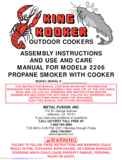 King Kooker 2206 Assembly Instructions And Use And Care Manual