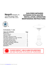 Nexgrill T-005 Installation, Operation & Maintenance Instructions Manual