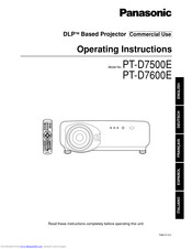 Panasonic PT-D7600E Operating Instructions Manual