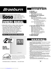 Braeburn Premier 5050 Quick Reference Contents Manual