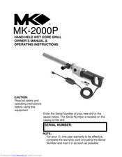 MK Diamond Products MK-2000P Owner's Manual & Operating Instructions