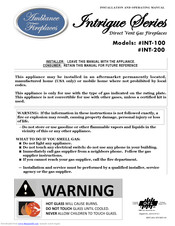 Ambiance Fireplaces Intrigue INT-100 Installation And Operating Manual