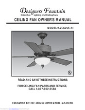Designers Fountain 52CG2L5-NI Owner's Manual