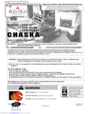 Kozy Heat Chaska CSK-31-IPI Installation And Operation Manual