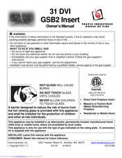 Travis Industries 31 DVI GSB2 Owner's Manual