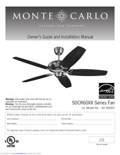 Monte Carlo Fan Company 5DCR60XX Series Owner's Manual And Installation Manual
