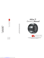 Anthony Gallo Acoustics Adiva Ti Owner's Manual