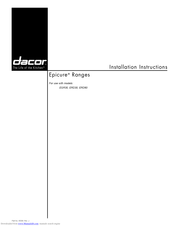 Dacor Epicure ERD30LP Installation Instructions Manual