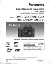 Panasonic DMCG3W Basic Operating Instructions Manual