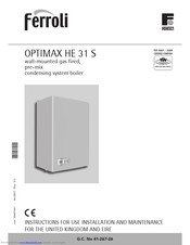 Ferroli OPTIMAX HE 31 S Instructions For Use Manual