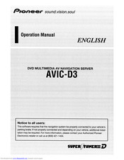 Pioneer AVIC-D3 Operation Manual