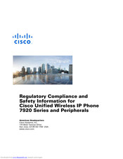 Cisco 7920 - Unified Wireless IP Phone VoIP Regulatory Compliance And Safety Information Manual