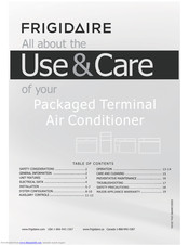 Frigidaire ELECTRONIC CONTROL AIR CONDITIONER Use & Care Manual