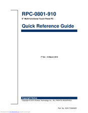Avalue Technology RPC-0801-910 Quick Reference Manual
