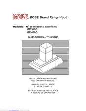 KOBE IS2336SQ Installation Instructions And Operation Manual