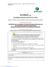 ECOHOT WHO_321064-LP Installation Manual And Owner's Manual
