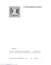 Final Sound 400i User Manual