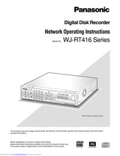 Panasonic WJRT416V - DIGITAL DISK RECORDER Network Operating Instructions