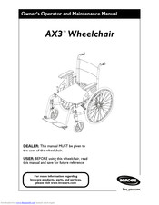 Invacare AX3 Owner's Operator And Maintenance Manual