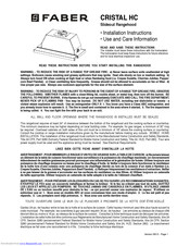 Faber CRISTAL HC Installation Instructions Manual