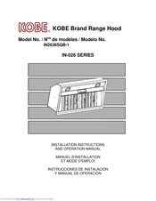 KOBE IN2636SQB-1 Installation Instructions And Operation Manual