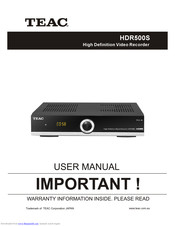 Teac HDR500S User Manual