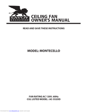 Savoy House MONTECELLO Owner's Manual