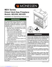Monessen Hearth Direct Vent Gas Fireplace MDV500 Installation & Operating Instructions Manual