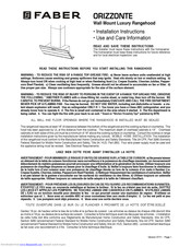 Faber ORIZZONTE Installation Instructions; Use And Care Information