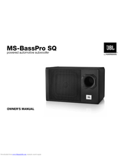 JBL MS-BassPro SQ Owner's Manual