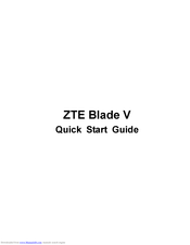 Zte Blade V Quick Start Manual