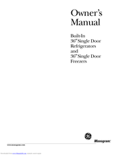 GE Built-In 36?Single Door Refrigerators Owner's Manual