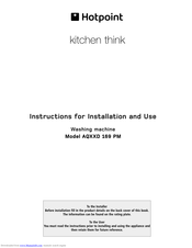 Hotpoint AQXXD 169 PM Instructions For Installation And Use Manual