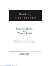 Kleenmaid TO700X Instructions For Use Manual