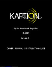 Kaption Audio D-500.1 Owner's Manual & Installation Manual