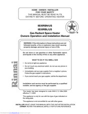 Rinnai IB35RBUS Owner's Operation And Installation Manual