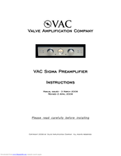 Vac Sigma Instructions Manual